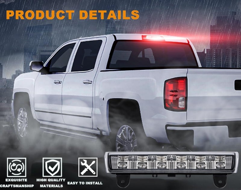 GPLUS LED Third Brake Light Compatible with Chevy Suburban Tahoe GMC Yukon 2000 2001 2002 2003 2004 2005 2006 3RD Stop Tail Lamps Smoky Lens Chrome Housing - Image 5